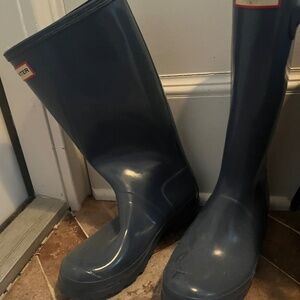 Kids high gloss blue hunter boots